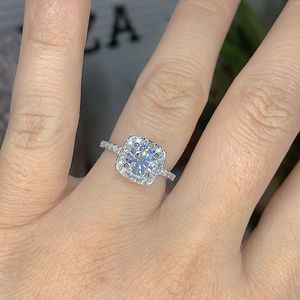 1.3 ct D-VS1 cushion cut moissanite cushion outline pave engagement ring